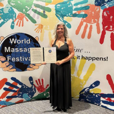 Lj Stewart at World Massage Therapy Hall of Fame induction