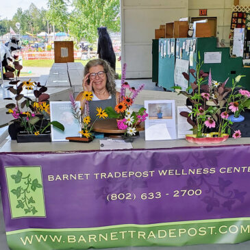 Lj Stewart demonstrates Ikebana at Caledonia County Fair